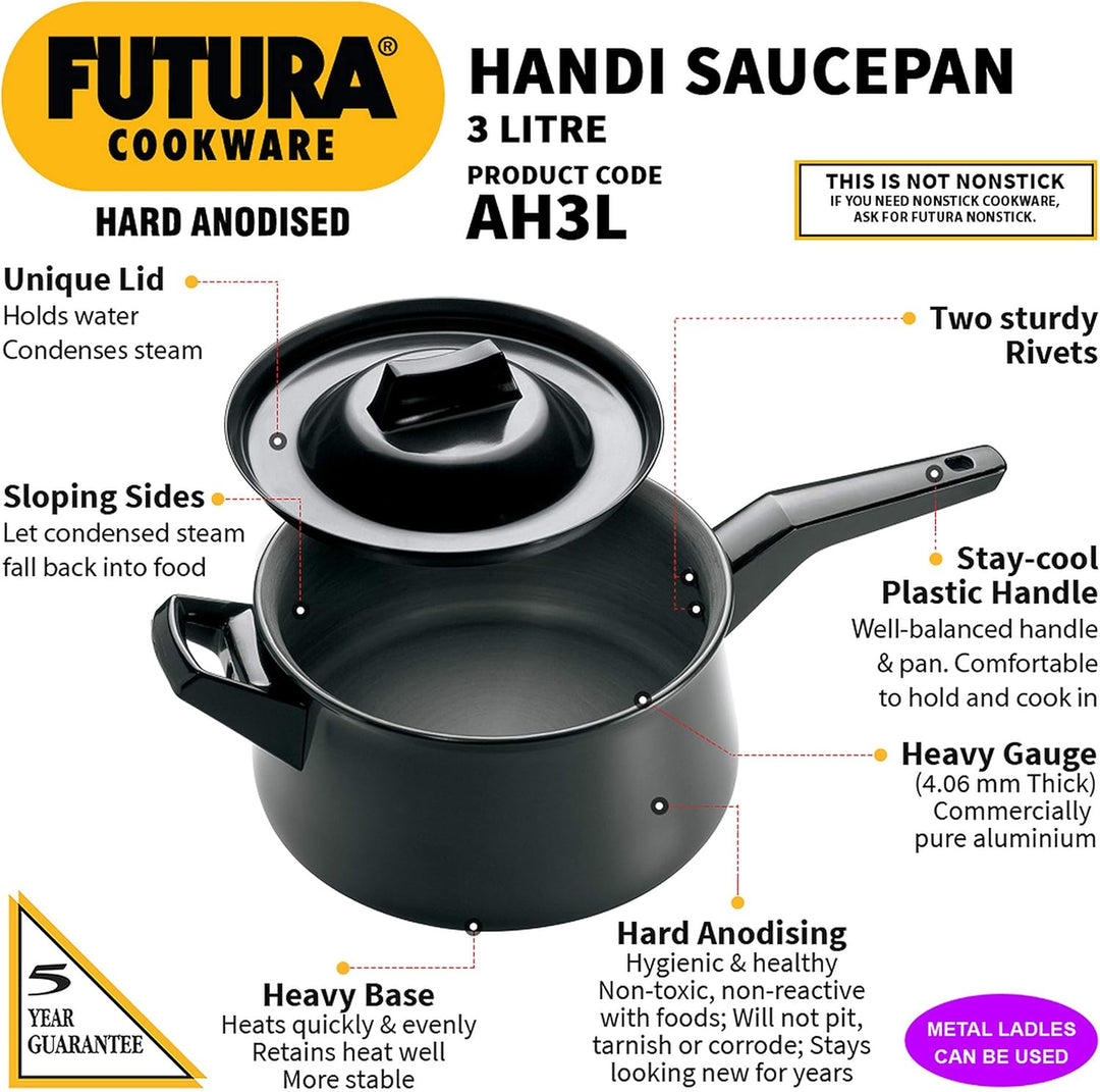 Futura Hard Anodised Handi, 3 Litres