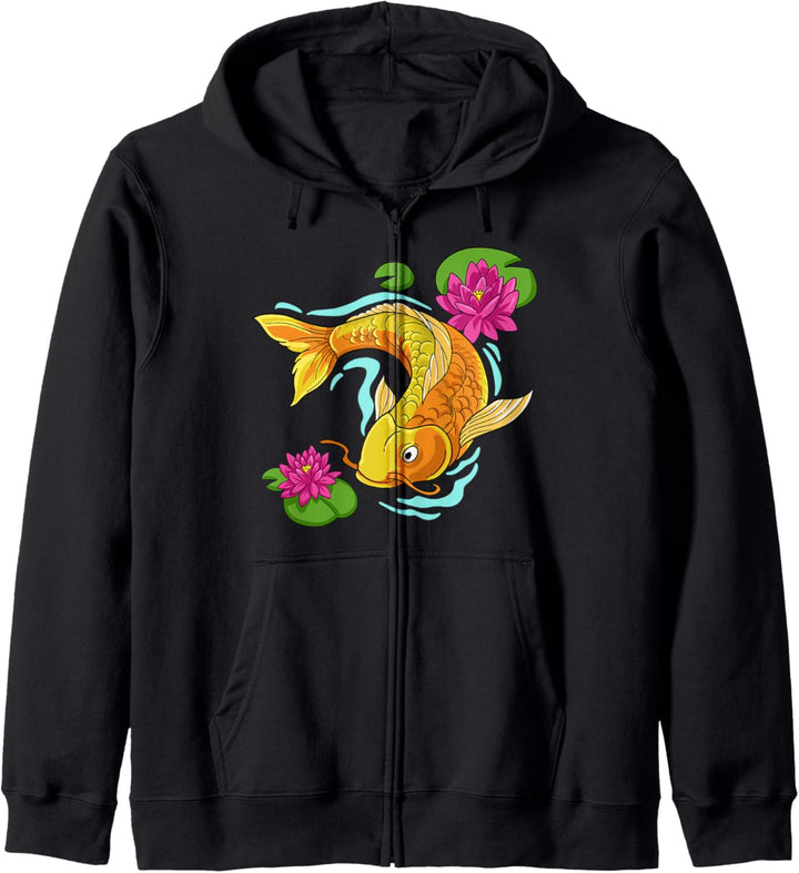 Koi Fisch Japanisches Lilienkissen Geschenk Kapuzenjacke