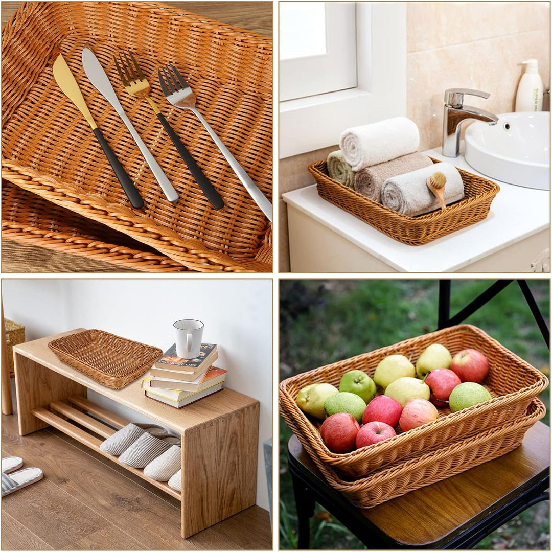 3er Set Brötchenkorb Geflochten Brotkorb Stapelbarer Brotkörbchen Modern Brotkörbe Hochwertiger Obst