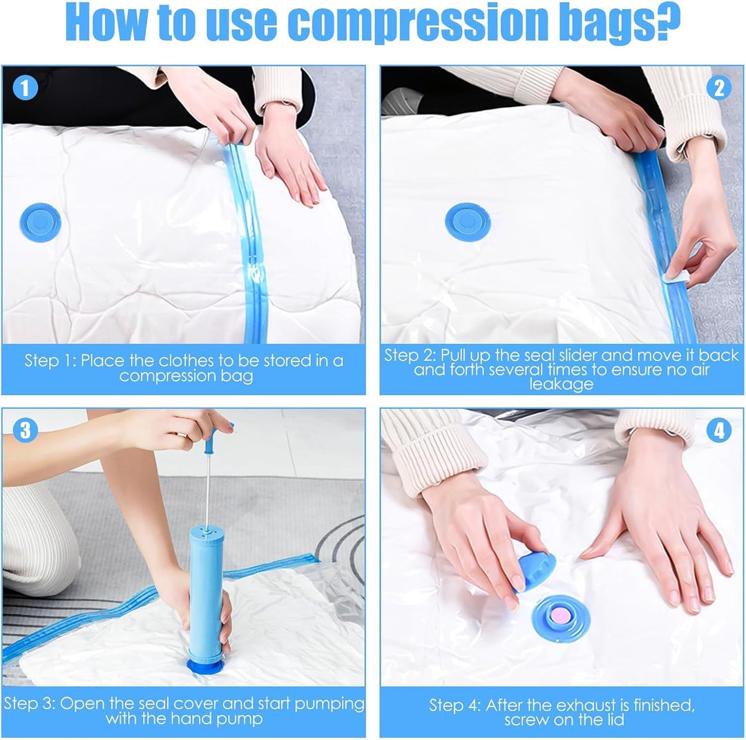 Vakuumbeutel für Kleidung 12 Stück, Vakuumbeutel Reise 60x40cm, Vacuum Bags for Clothing, Wiederverw