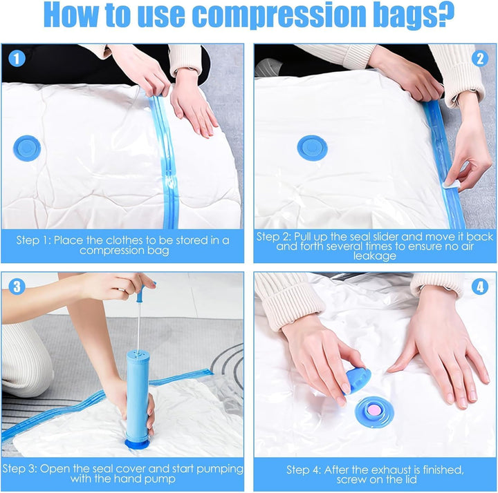 Vakuumbeutel für Kleidung 12 Stück, Vakuumbeutel Reise 60x40cm, Vacuum Bags for Clothing, Wiederverw