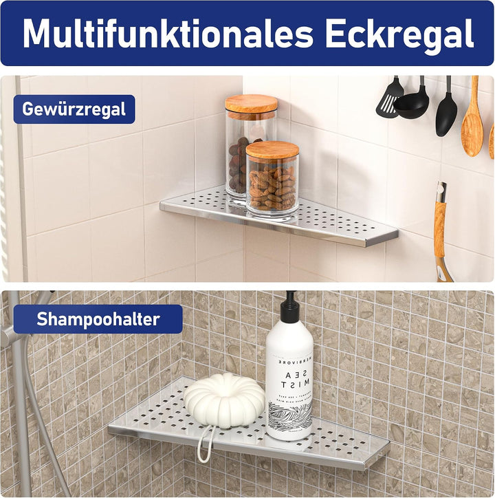 Wandablage 304 Edelstahl, Duschablage ohne Bohren mit Quadratloch | Modernes Schwebendes Design für