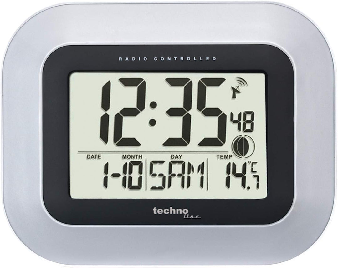Technoline, WT 8000 Funk-Wanduhr, Ø 30cm, Silber &, WS 8005 Funk-Wanduhr, Silber-schwarz, 22,6 x 3 x