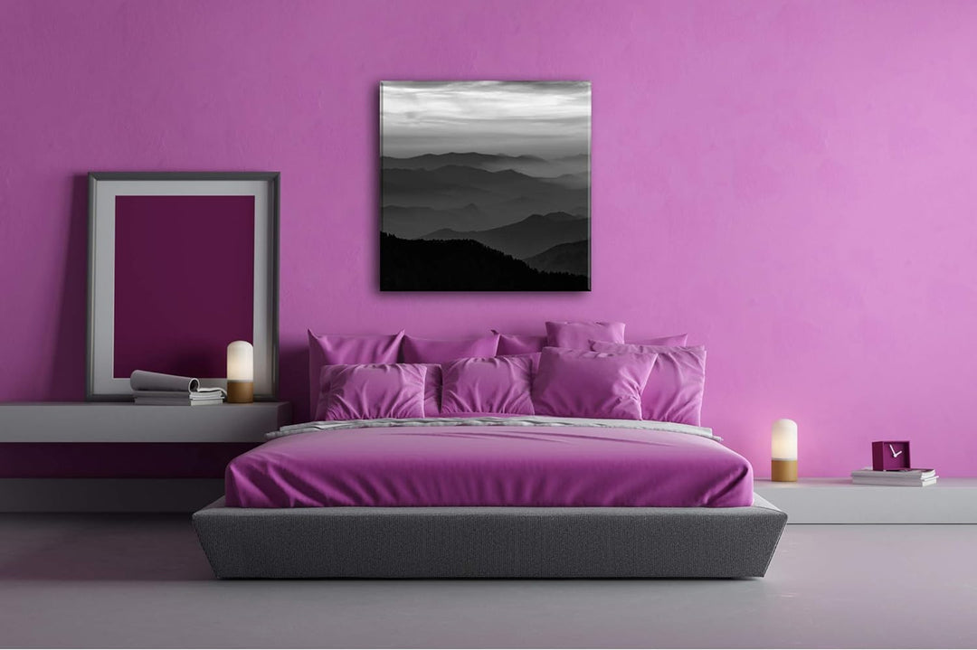 deyoli malerische Berge Format: 60x60 Effekt: Schwarz&Weiss als Leinwandbild, Motiv fertig gerahmt a
