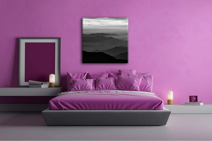 deyoli malerische Berge Format: 60x60 Effekt: Schwarz&Weiss als Leinwandbild, Motiv fertig gerahmt a