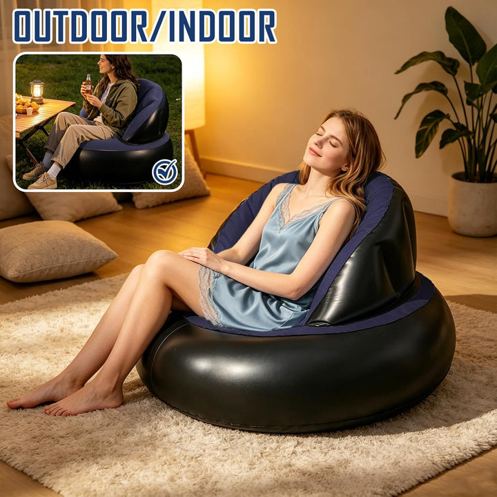 Aufblasbares Sofa, Wasserdichtes Aufblasbarer Sessel, Luftsofa mit Fusspumpe, Aufblasbare Couch mit