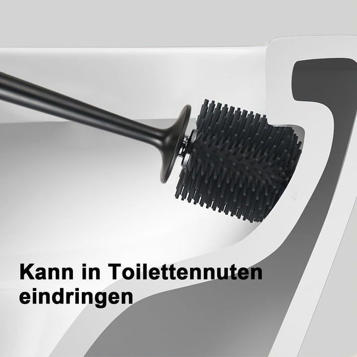 WC Bürste mit Halter Silikon Toilettenbürste Set Langer Stiel klobürste und Automatisches Schliessen