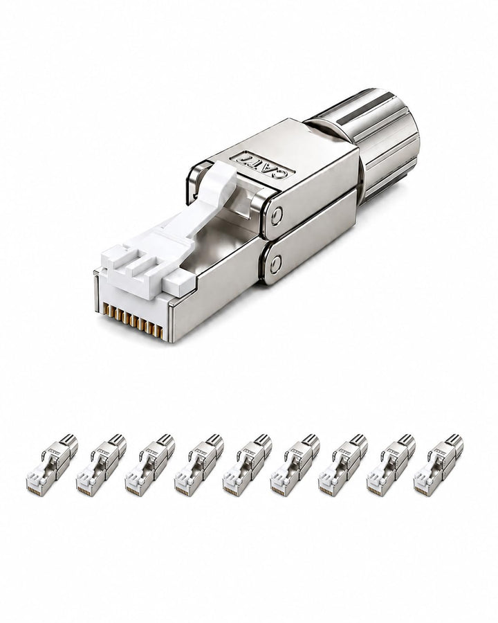 WOOJA 10 Stück Feldkonfektionierbare RJ45-Stecker CAT7 geschirmt werkzeuglose Montage Netzwerkstecke