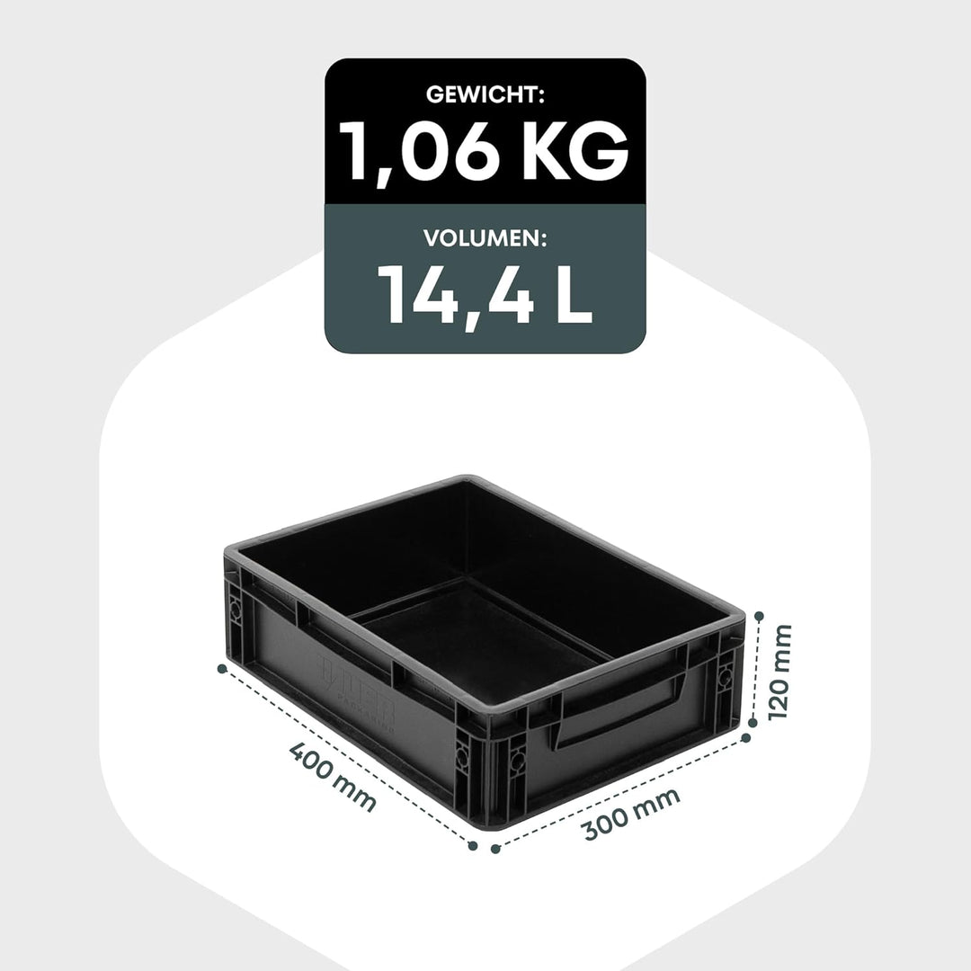 BOXIO - SOLO UP: Aufbewahrungsbox 40x30x12 cm - Eurobox - perfekte Plastikbox, Transportkiste, Kiste