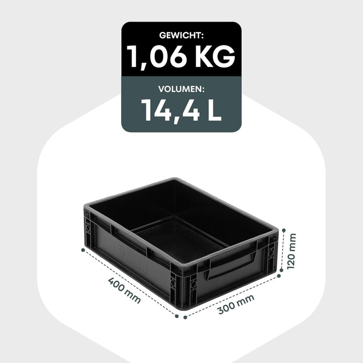 BOXIO - SOLO UP: Aufbewahrungsbox 40x30x12 cm - Eurobox - perfekte Plastikbox, Transportkiste, Kiste
