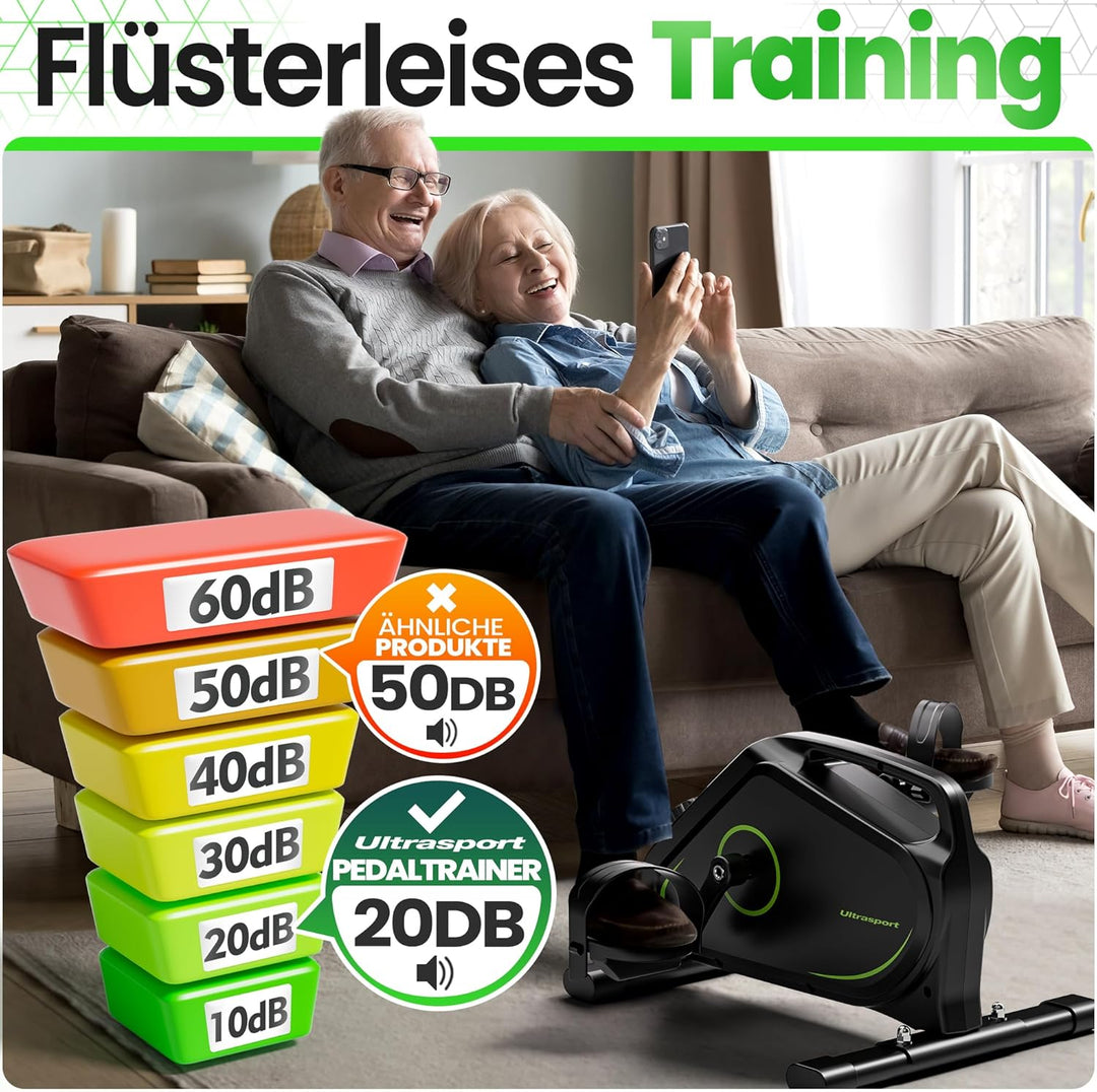 Ultrasport Pedaltrainer für Zuhause 16 Stufen inkl. Antirutsch-Matte und Gurt I CE Zertifiziert, Ext