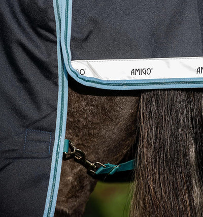 Horseware Amigo Bravo 12 Plus medium mit Halsteil Navy/Aqua Gr. wählbar (145), 145