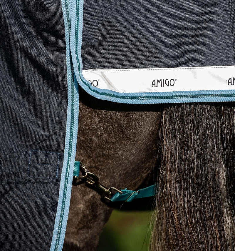 Horseware Amigo Bravo 12 Plus medium mit Halsteil Navy/Aqua Gr. wählbar (145), 145