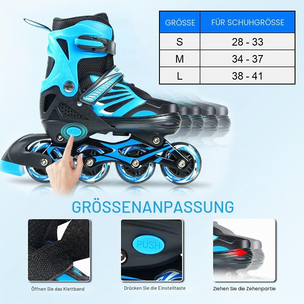 Lixada Inline Skates Kinder Vestellbare Inliner mit beleuchteten PU Rädern Rollschuhe Geschenk für K