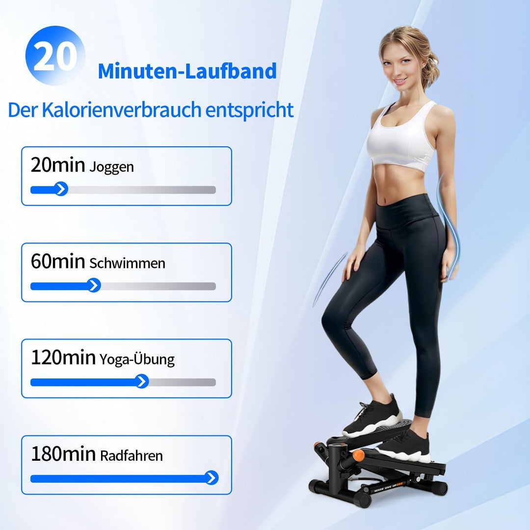 Stepper für Zuhause-Mini Stepper, Einstellbarer Widerstand Stepper mit Smart Display, Stairmaster, H