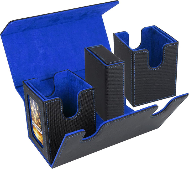 AFIING MTG Commander Kartenbox, 3-in-1 Karten-Aufbewahrungsbox für 200+ doppelt gesleevte Karten, Ma