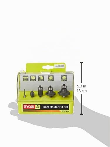 Ryobi 5132003828 Fräsersatz 5-teilig, für Kantenfräse und Oberfräse, Nutfräser, 1x Hohlkehlfräser, 2