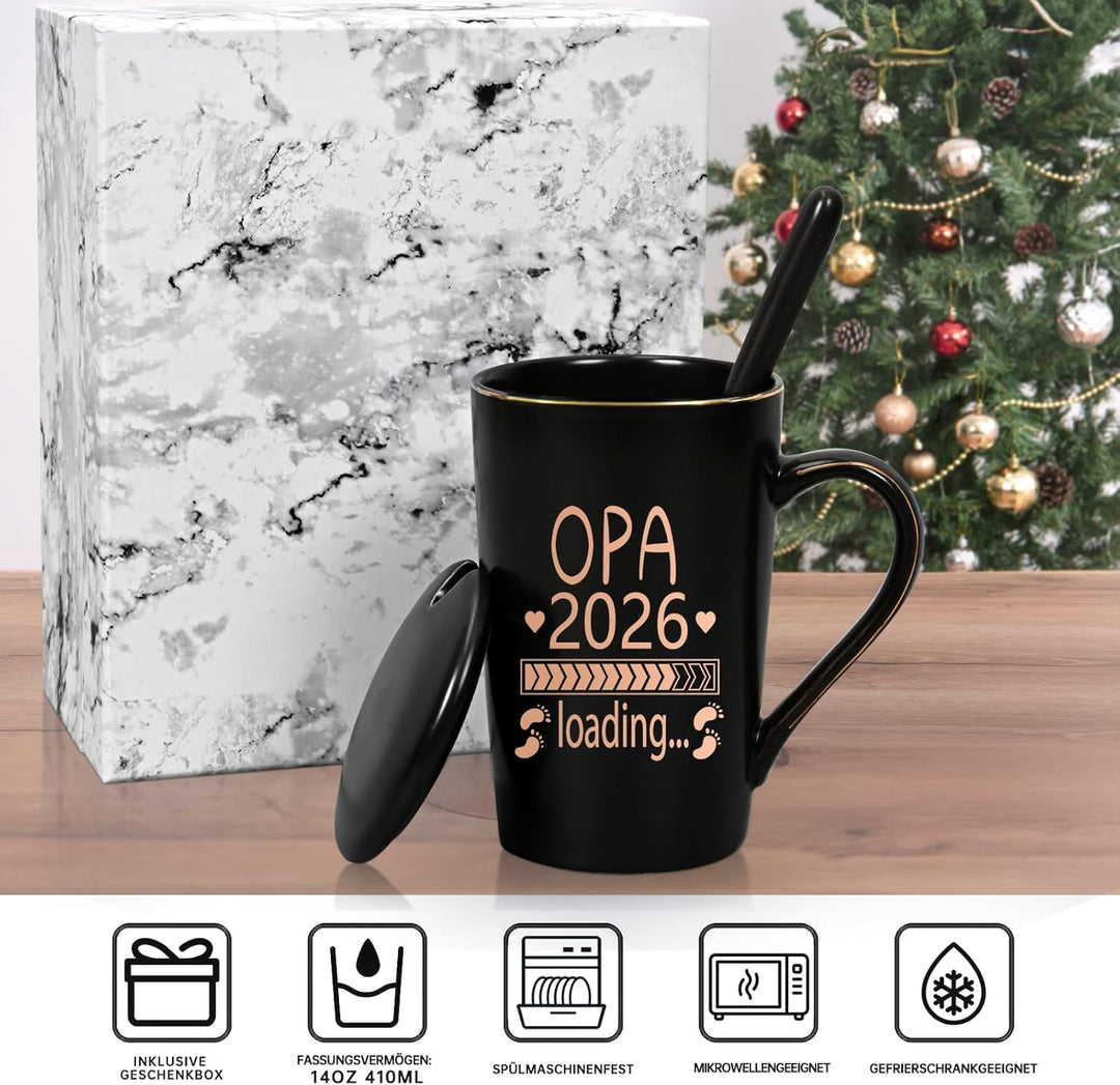Opa Tasse 2026 Loading, Du Wirst Opa Kaffeetasse, Geschenk für Werdende Grosseltern zu Weihnachten,