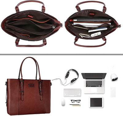 MOSISO Laptop Tasche (15-16 Zoll),PU Leder Umhängetasche Tragetasche Aktentasche Handtasche Kompatib