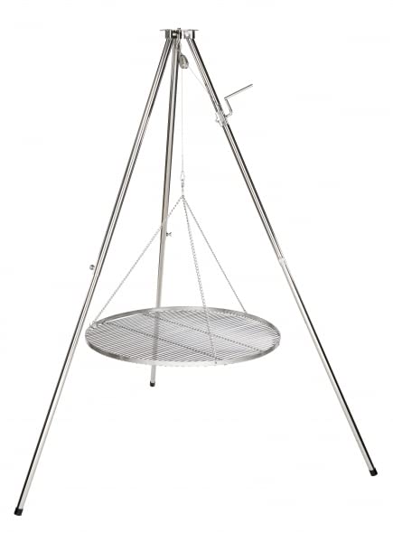 Edelstahl Dreibein mit Tasche Schwenker Grillgestell 60 cm Edelstahlrost 6 mm Stäbe