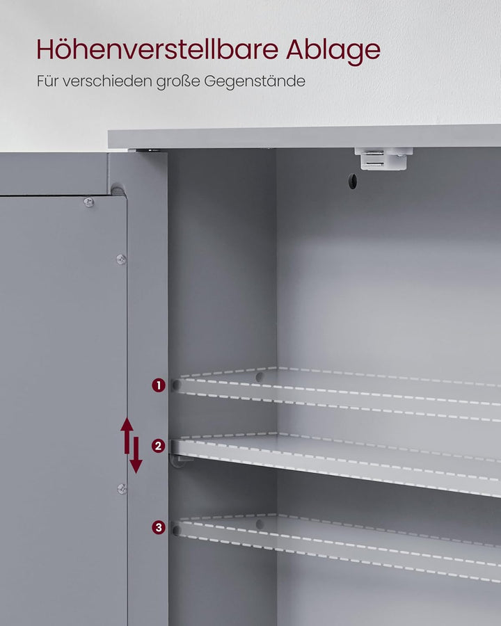VASAGLE Spiegelschrank, Badschrank, Wandschrank, Hängeschrank mit 2 Spiegeltüren und offenem Fach, v