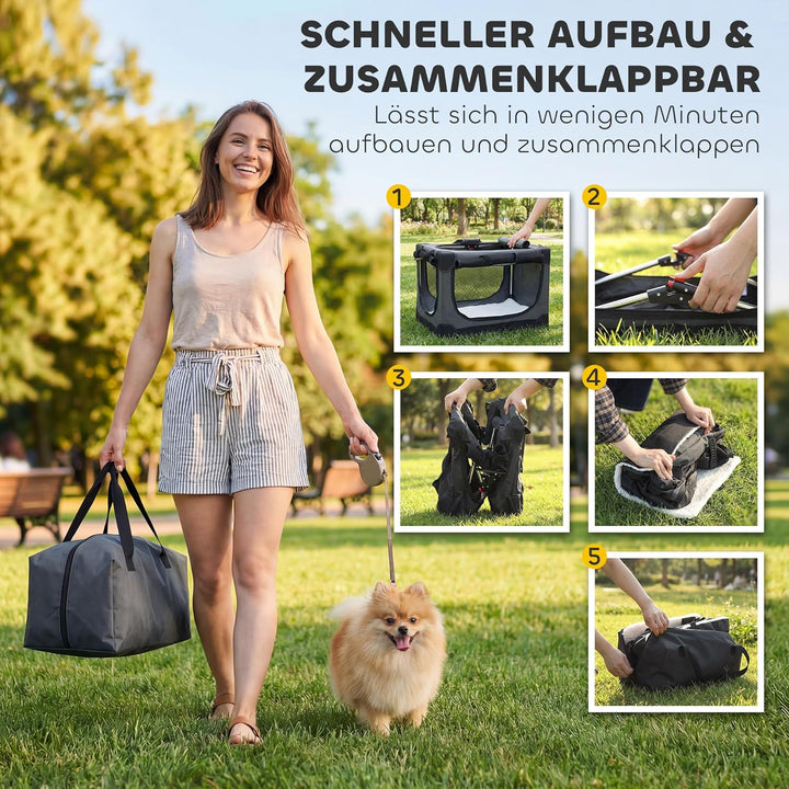 PawHut Hundebox faltbar 60x42x43cm Hundetransportbox mit Kissen abnehmbar waschbar Bezug atmungsakti