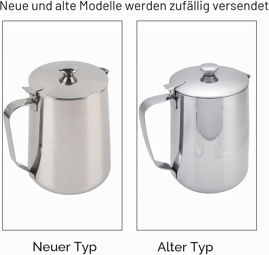 Milchkännchen mit Deckel, 350ml Milchkännchen Edelstahl Kaffeekännchen Kännchen für Kaffee Sahnekänn