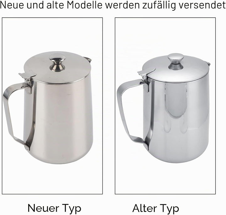 Milchkännchen mit Deckel, 350ml Milchkännchen Edelstahl Kaffeekännchen Kännchen für Kaffee Sahnekänn