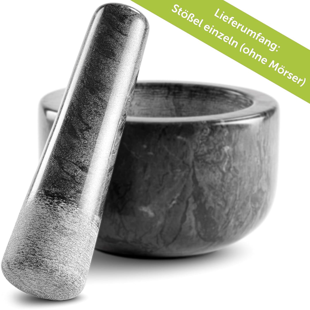madeco Ersatzstössel Marmor 16 cm Steinstössel schwarz poliert Stössel für Mörser Marmor einzeln (oh