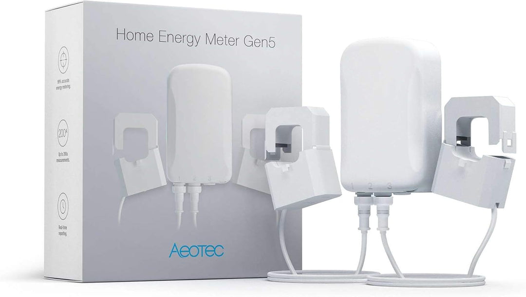 Aeotec ZW095C1A60 Zangenamperemeter mit einer Zange GEN5 (60A), Weiss