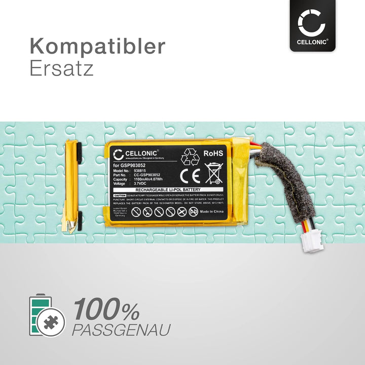 CELLONIC, Lautsprecherakku kompatibel mit JBL Clip 4 (1100mAh, 3.7V) Ersatzakku GSP903052