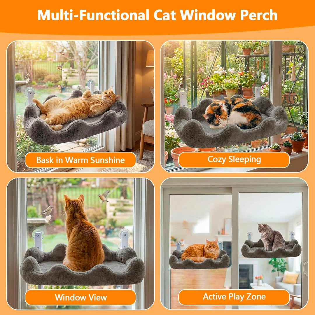 Katzen-Fensterliege, 60 x 30 cm Faltbare Katzenhängematte für das Fenster mit 4-seitiger Polsterung