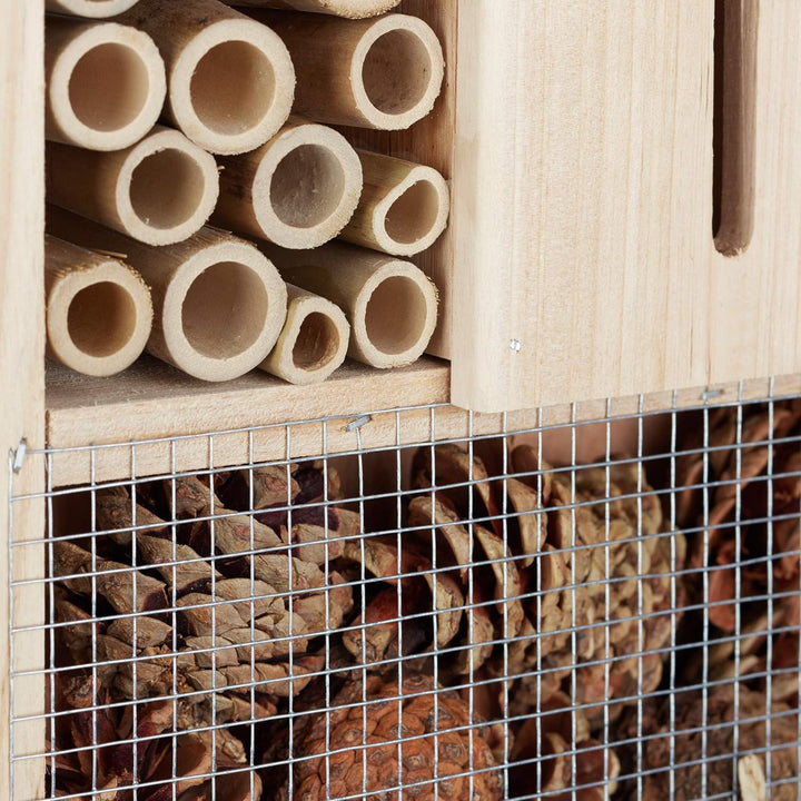 Relaxdays Insektenhotel Haus auf Ständer, Nisthilfe für Garten, Bienenhotel Wildbienen, Holz, HBT: 1