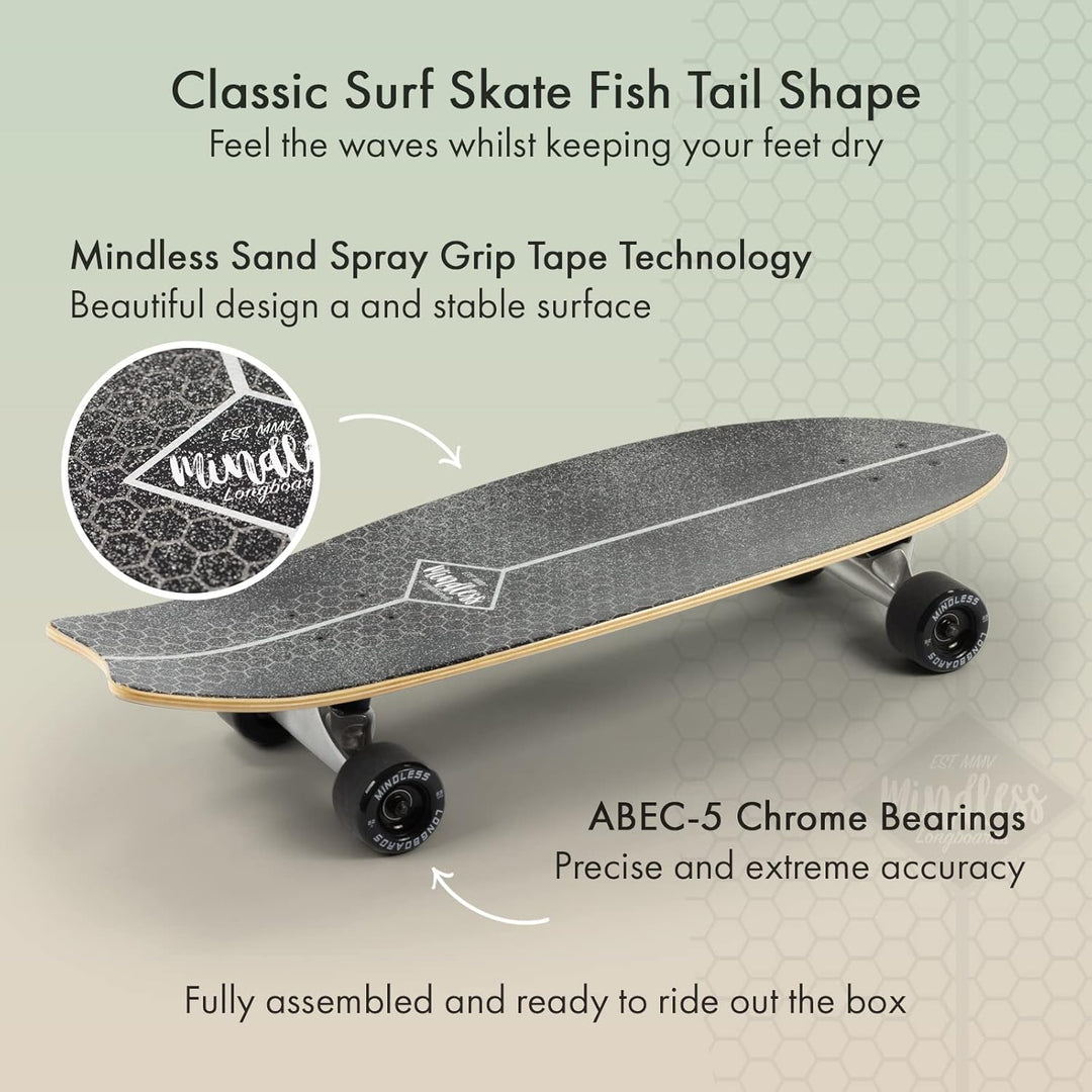 Mindless Surf Skate Fish Tail Skateboard, Unisex Erwachsene 29,5'' x 9,75'' schwarz (schwarz), 29,5'