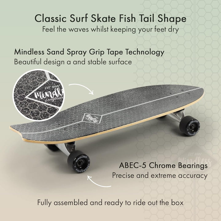Mindless Surf Skate Fish Tail Skateboard, Unisex Erwachsene 29,5'' x 9,75'' schwarz (schwarz), 29,5'