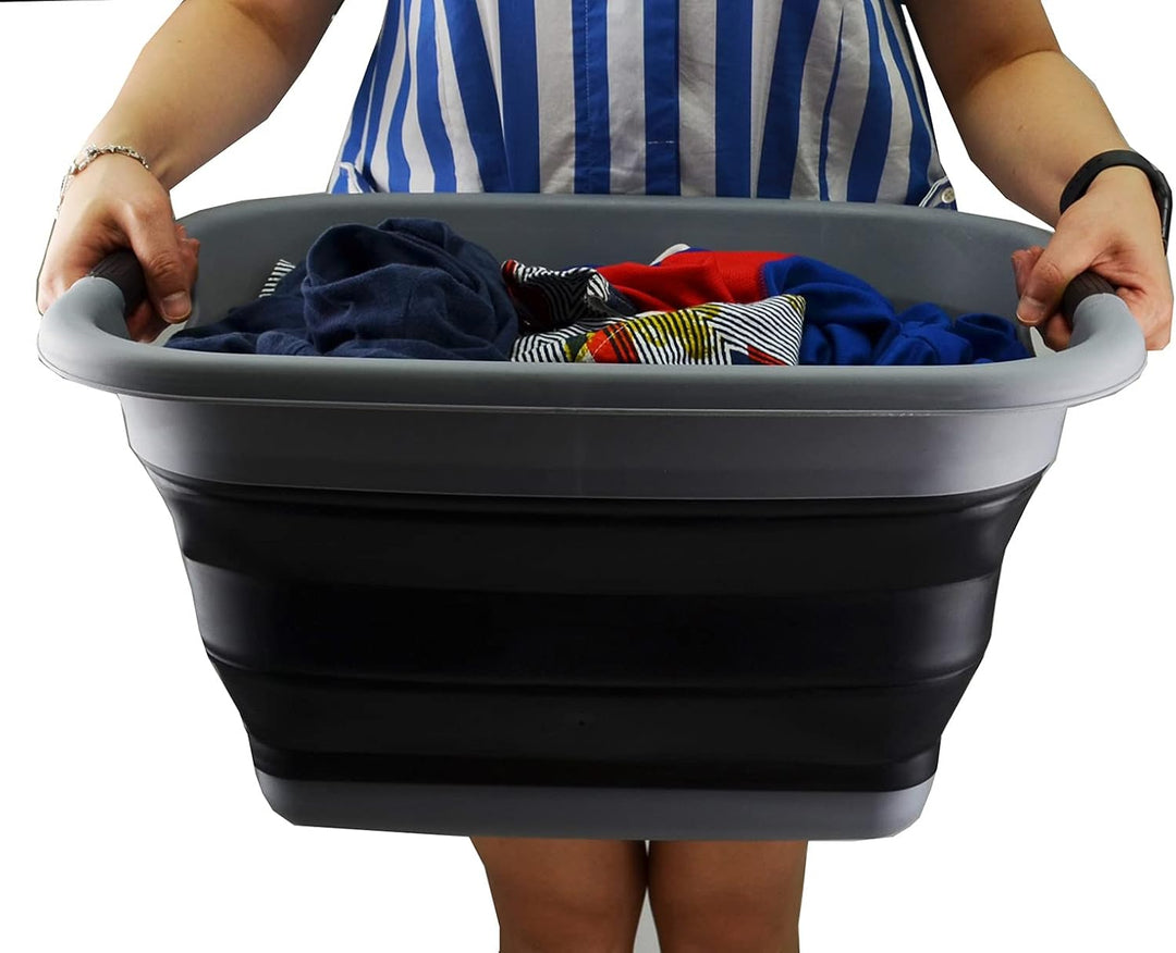 SAMMART 25L Zusammenklappbarer Wäschekorb / -wanne - Faltbarer Aufbewahrungsbehälter/Organizer - tra