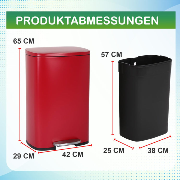 BestOffice 50 L Mülleimer Küche Mülleimer mit Deckel für Büro Schlafzimmer Badezimmer Schritt Müllei