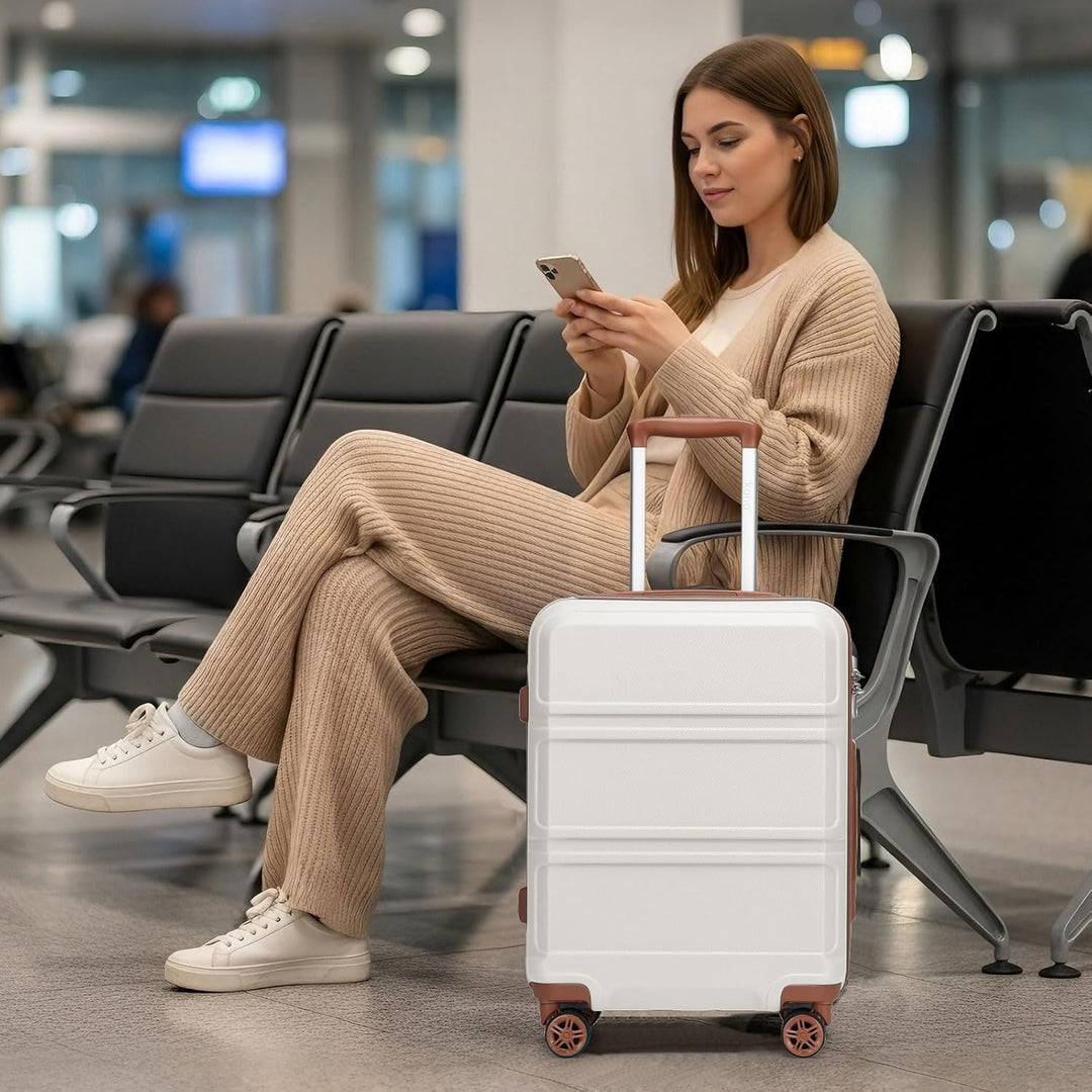 KONO Handgepäck Koffer ABS+PC Hartschalenkoffer, Kabinenkoffer 52x38x21 cm für Lufthansa & Eurowings