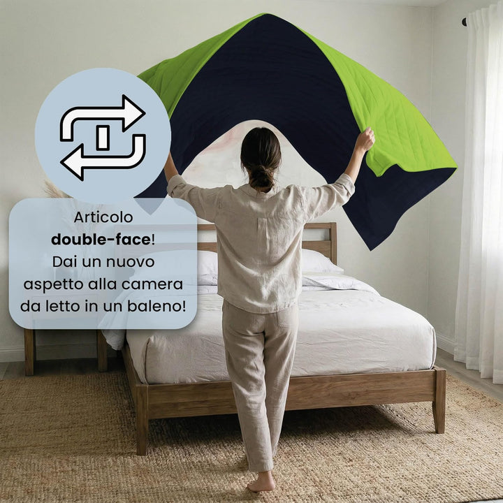 Italian Bed Linen Estivo Einzelbett, Grün, Blau, 170 x 270 cm 170 x 270 cm Grün, Blau, 170 x 270 cm