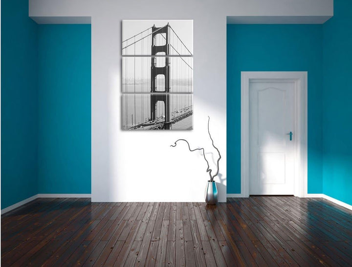 Pixxprint Golden Gate Bridge San Francisco / 3-Teilig/Gesamtmass 120cm Leinwandbild bespannt auf Hol