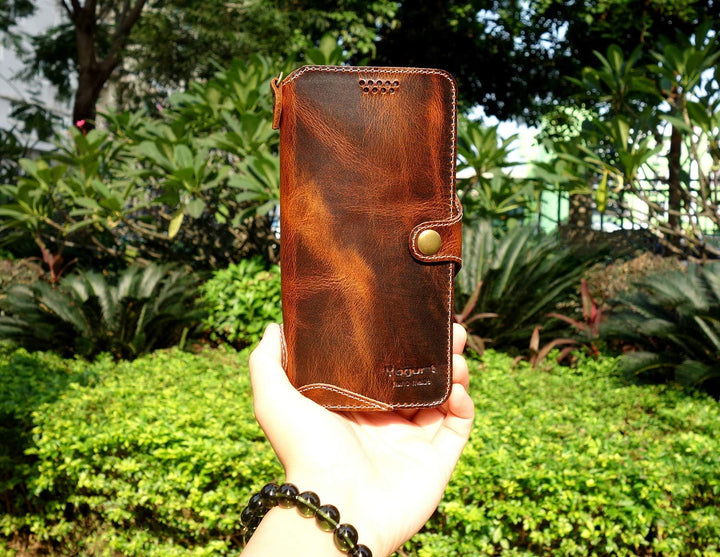 Yogurt Lederhülle für iPhone 14 Pro, Hülle Ledertasche Echtleder Case Handyhülle für iPhone 14 Pro,