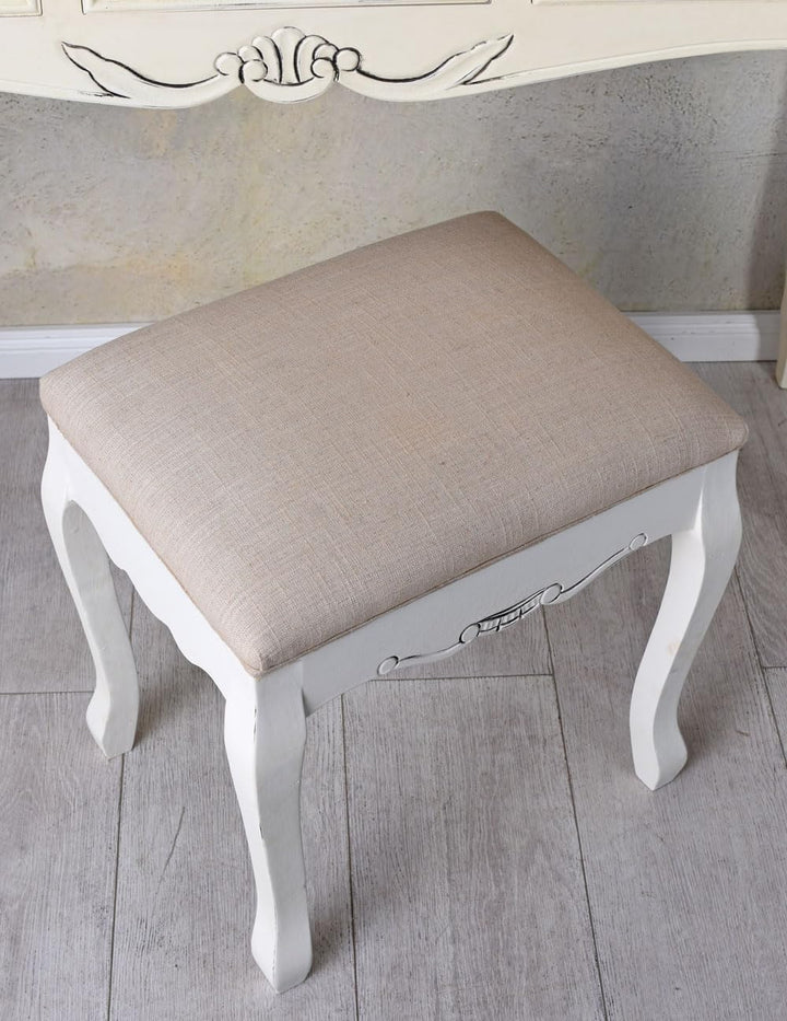 Schminktisch Hocker Weiss Sitzhocker Shabby Chic Polsterhocker 43x37cm hmb312 Palazzo Exklusiv