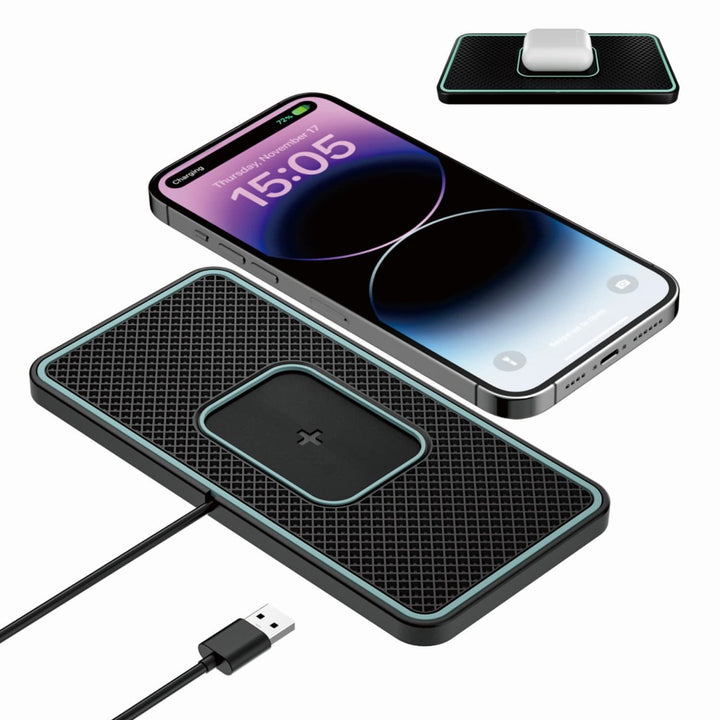 Wireless Charger Auto Ladepad, Polmxs 15W Schnelles Kabelloses Ladegerät Ladematte rutschfest Indukt
