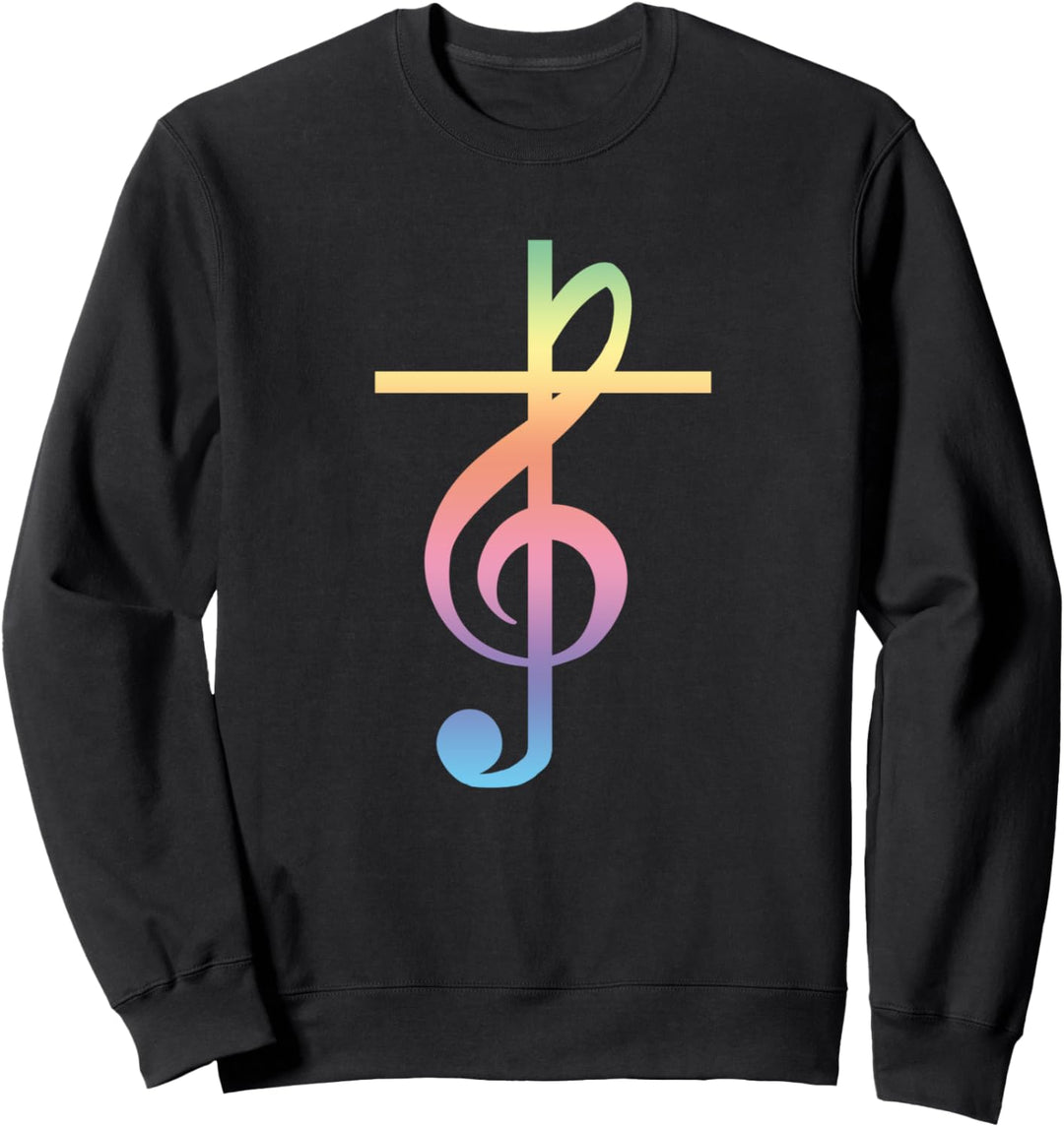 Christian Music Cross TShirt Farbe Violinschlüssel Sweatshirt