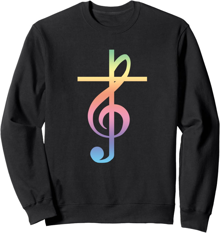 Christian Music Cross TShirt Farbe Violinschlüssel Sweatshirt