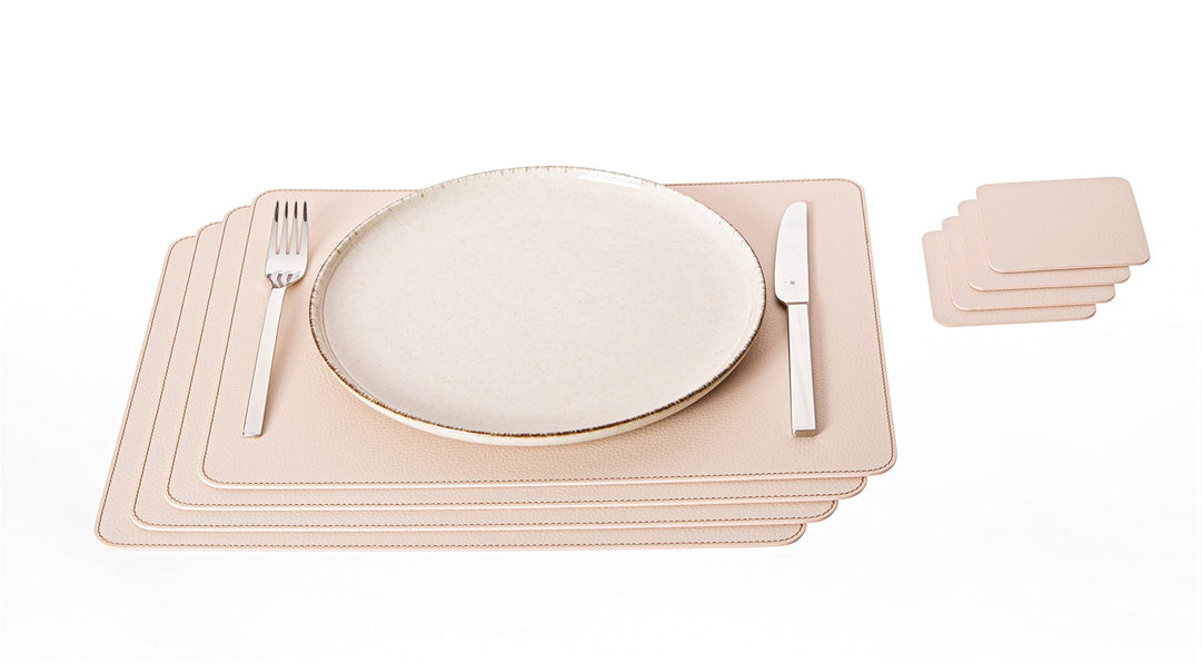 Nikalaz Platzsets und Untersetzer (4er set) aus recyceltem Leder, 4 Stück platzsets und 4 undersetze