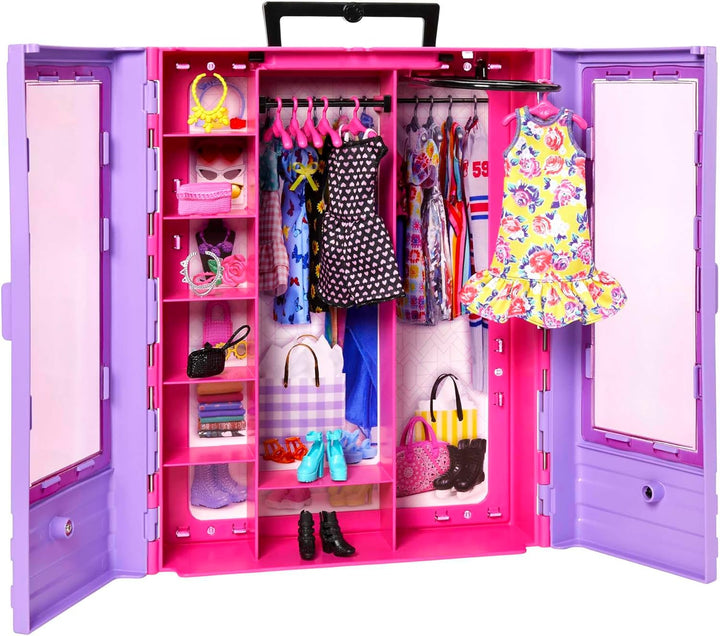 Barbie Ultimate Closet, Kleiderschrank mit über 15 Kleidern und Accessoires, Set zum Aufklappen, ink