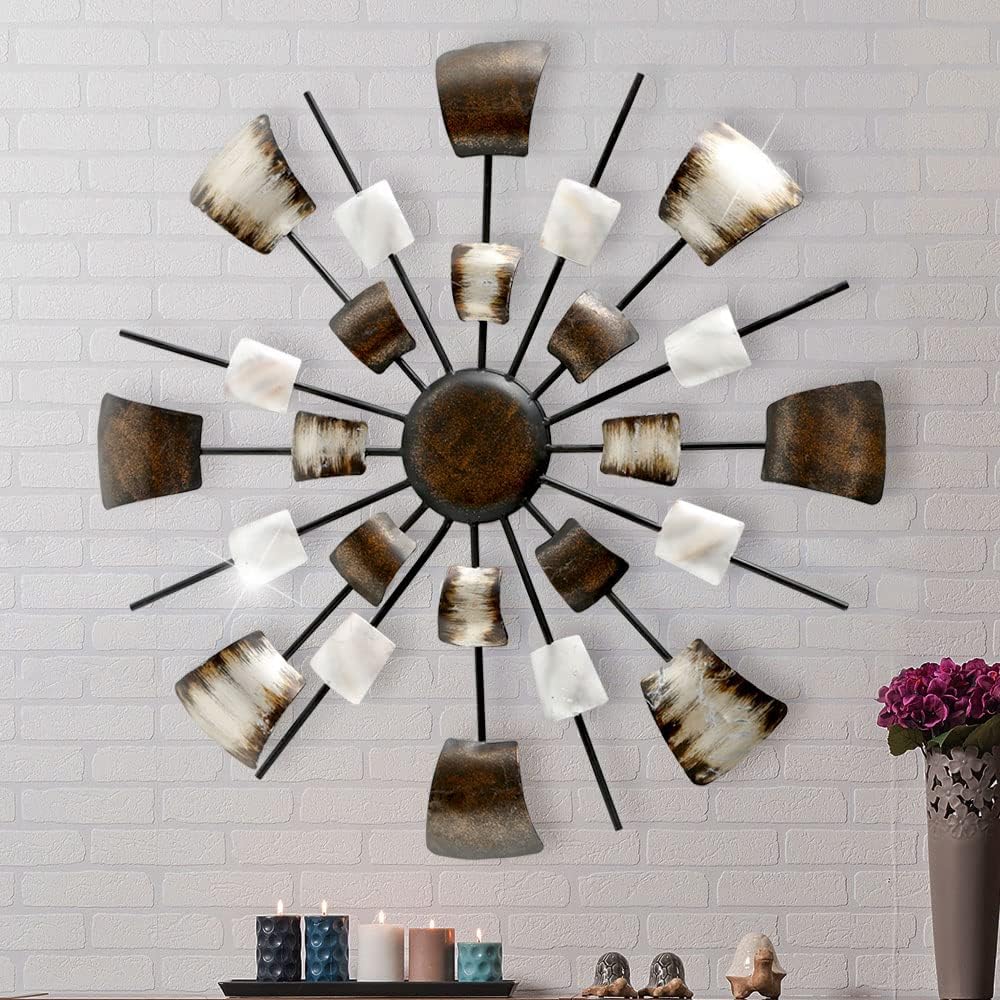 BOLTZE Wand Dekoration Bild Deko Kunst Schlaf Gäste Zimmer Behang braun beige rund 4679400
