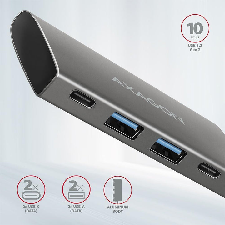 Axagon HMC-4G2 hub & concentrateur USB 3.2 Gen 2 (3.1 Gen 2) Type-C 10000 Mbit/s