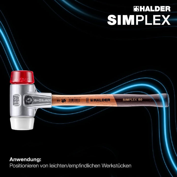 SIMPLEX-Schonhammer, Plastik/Superplastik; mit Aluminiumgehäuse und hochwertigem Holzstiel | D=40 mm